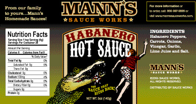 Manns Habanero Hot Sauce Label