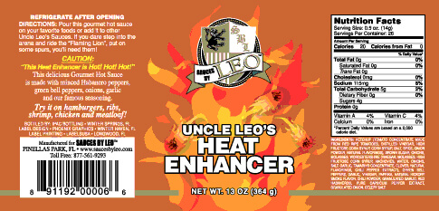 Uncle Leos Heat Enhancer Hot Sauce Label